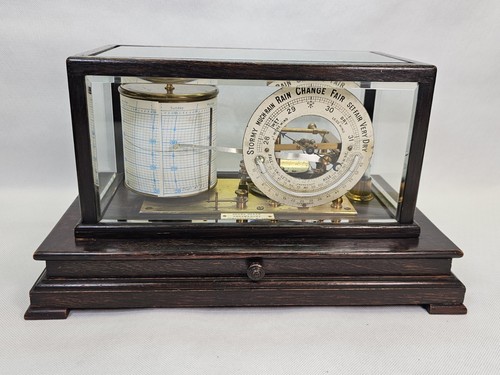 Oak barograph with chart - oak,