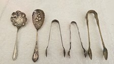 Antique/ Vintage Silver Sugar Spoons And  Fruit Spoons.
