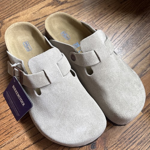 Birkenstock boston taupe suede - birkenstock,