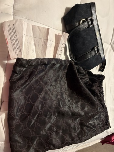 Vintage gucci black canvas and - vintage,