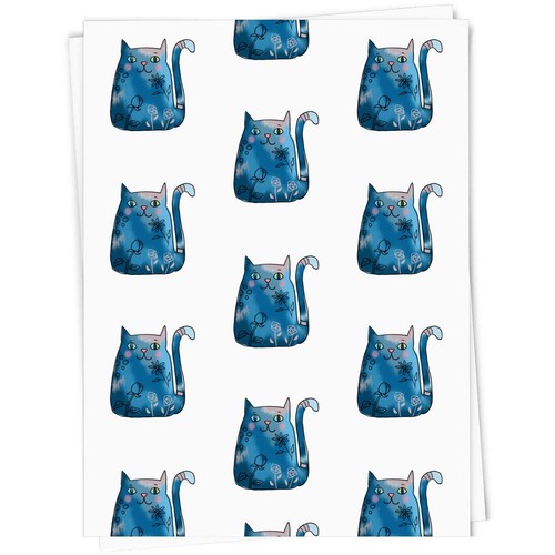 Whimsical cat gift wrap - cat',