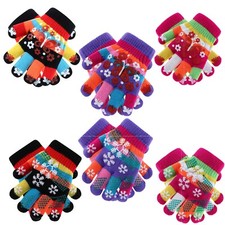 KIDS Girls Butterflies Snowflake Print Funky Magic Warm Winter Gloves Warmers