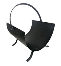 Firewood Rack black Log Basket Fireplace Cradle Magazine Stand Sturdy MYS6