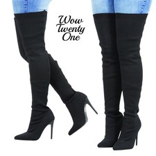 Ladies Womens Black Stretch