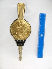 Bellows  Fire  14 inches long  Brass galleon  Vintage  In good condition
