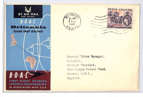 Kenya kut air mail - kenya, boac