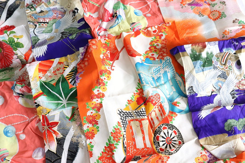 Vntage japanese silk fabric - silk,