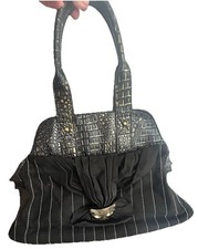 Irregular Choice Bag Black Cat Miaow suede croc Handbag