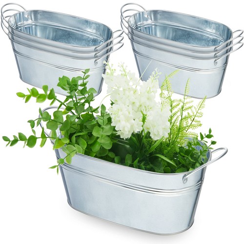 Pcs galvanized oval planters - 6,