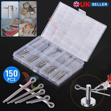 150PCS Stainless Steel COTTER PIN ASSORTMENT SPLIT PINS FASTENERS FIXING + CASE