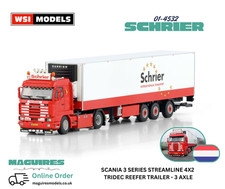 WSI | 01-4532 Schrier SCANIA 3 SERIES STREAMLINE 4X2 Fridge Trailer  1:50 Scale