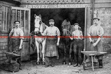 F001115 Photo of farriers at Shoeing Forge Blacksmiths Bournemouth Dorset c1900s