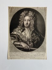 Antique Mezzotint engraving Prince George of Denmark, Consort of Queen Anne 1704