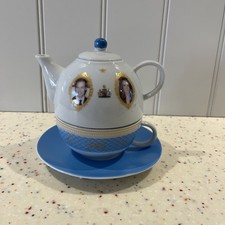  Prince William And Catherine Tea For One Teapot Cup Saucer Royal commemorative