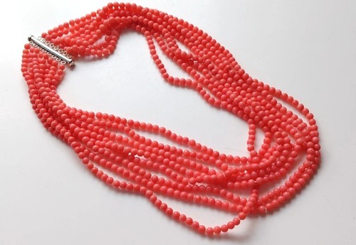 Sterling silver coral necklace - sterling,