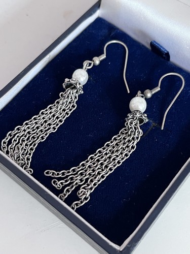 Vintage pearl tassel earrings - pearl,