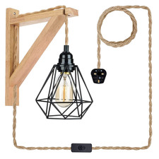 Vintage Wooden Wall Light Hemp
