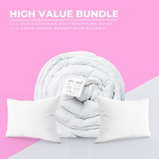 Duvet Quilt & 2 Pillows Bedding Set Bundle-Single Double King Super King