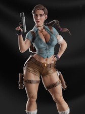 Painted Lara Croft Statue 1/4