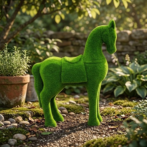 Resin flocked horse - flocked,