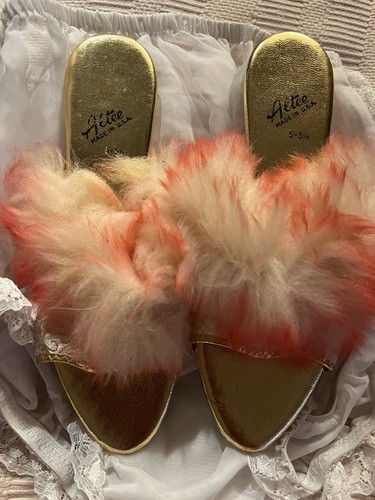 Vintage 1960s fur mules - vintage,