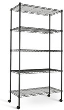 Simple Deluxe 5-Shelf Wire Shelving Unit Max Load 565kg 74DX36WX155HCM Black