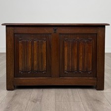 Antique 20th Century Good Quality Small Oak Blanket Box ( REF AF-4687 )