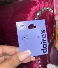 Claires Accessories Silver Cubic Zirconia Round Stud Earrings 