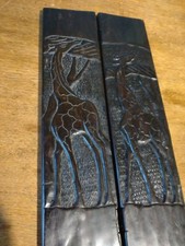 Vintage Carved Hardwood Mancala Game Board with Giraffe 16"