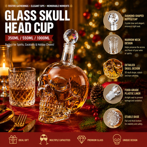 350 550 1000ml glass - 350/550/1000ml, skull
