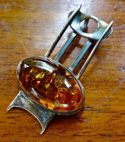 Vintage sterling silver amber - sterling,