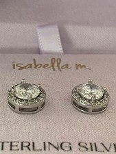 Sterling silver studs with cubic zirconia, in a box