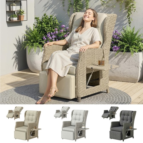 Rattan garden recliner - rattan,