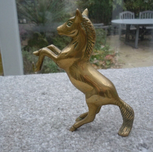 Vintage brass horse rearing - brass,
