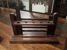 Vintage Pipe Rack, Wooden Stand for 5 Pipes Five Bar Gate Design