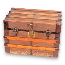 Flat Top Antique Steamer Trunk