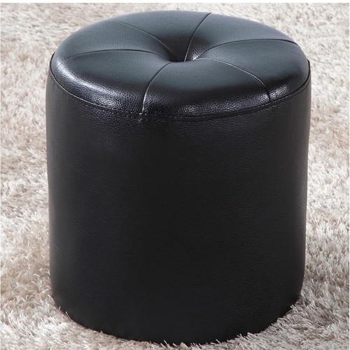 Faux leather footstool - leather, coffee