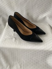 Sergio Todzi Black Faux Leather Kitten Heel Court Shoes Size 4 New