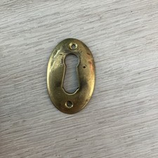 Brass Oval Escutcheon Vintage Keyhole Cover Plate Antique Old