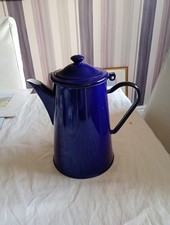 Vintage Enamel Coffee Pot Cobalt Blue.