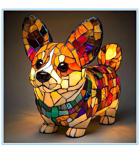 Stained glass corgi dog - corgi,