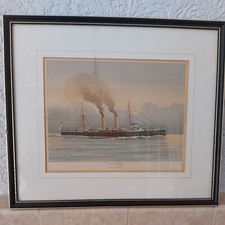 HMS Latona 2nd Class Cruiser Ship by W.Fred Mitchell Antique Print