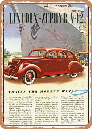 Metal sign 1937 lincoln - metal,