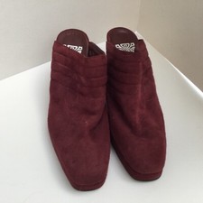 BIBA Slip On Mule shoes maroon Burgundy slip on wedge heel  Suede UK Size  4 37