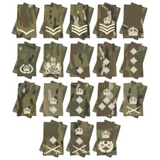 Pair of Ivory on Multicam / MTP Rank Slides Epaulettes Kings Crown C3R All Ranks
