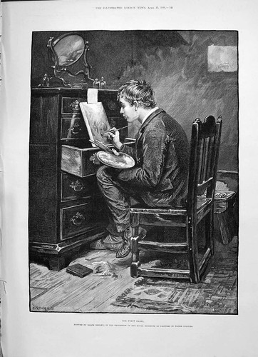 Old antique print - 1891, first