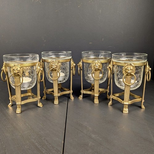 Brass lion votive - votive, set