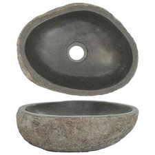 Basin Natural River Stone Oval Washroom Cloakroom Wash Sink Multi Sizes vidaXL