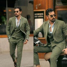 Summer Linen Men Suits 3 Pcs