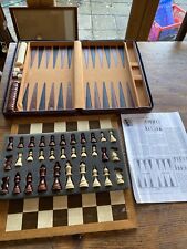 Vintage Backgammon & Chess Games Compendium Wooden Board & Pieces 